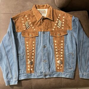 Golden River Studded Leather Jean Jacket Size L Unique Vintage Western